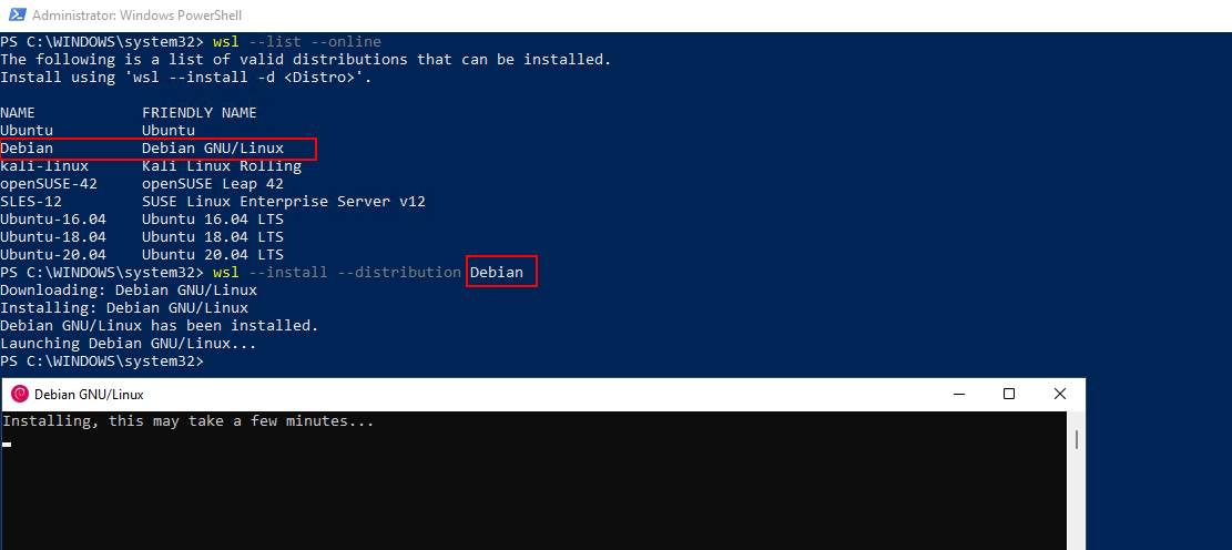 Installing Debian to WSL